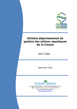 Schéma Départemental De Gestion Des Milieux Aquatiques De La Creuse