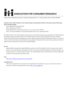 Emotions of Fear, Guilt Or Shame in Anti-Alcohol Messages: Measuring