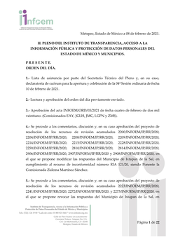 Página 1 De 22 Metepec, Estado De México a 08 De Febrero De 2021. H