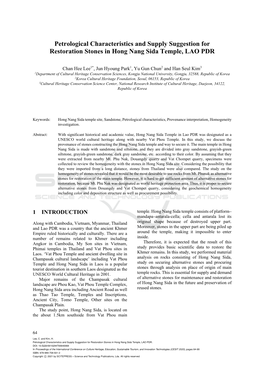 Petrological Characteristics and Supply Suggestion for Restoration Stones in Hong Nang Sida Temple, LAO PDR