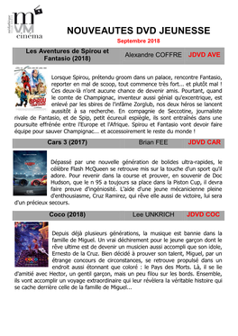 NOUVEAUTES DVD JEUNESSE Septembre 2018 Les Aventures De Spirou Et Alexandre COFFRE JDVD AVE Fantasio (2018)