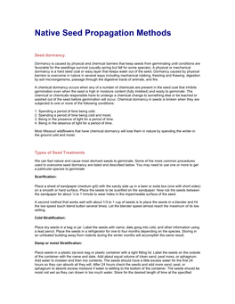 Native Seed Propagation Methods