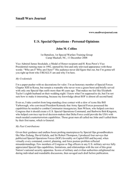 Small Wars Journal U.S. Special Operations