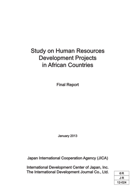 Study on Human Resources Development Projects in African Countries