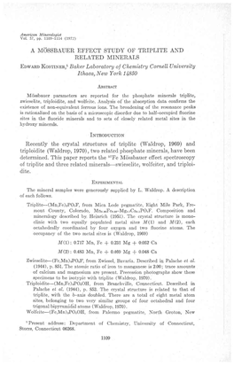 A Mossbauer Effect Study of Triplite and Related