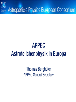 APPEC Astroteilchenphysik in Europa