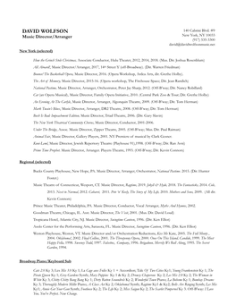 Music Director's Resume