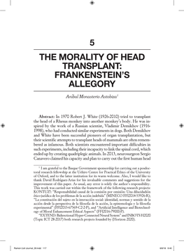 The Morality of Head Transplant: Frankenstein’S Allegory