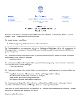 **DRAFT** COMMITTEE MEETING MINUTES March 6, 2019