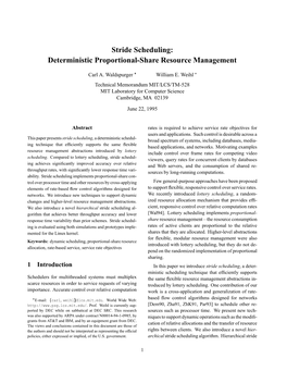 Stride Scheduling: Deterministic Proportional-Share Resource