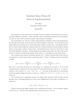 Graduate Macro Theory II: Notes on Log-Linearization
