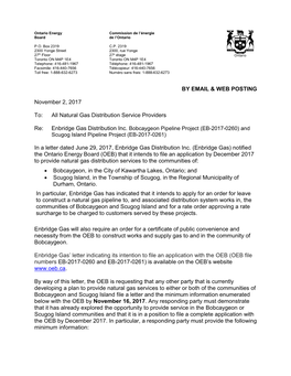 OEB Letter Interested Parties EGD Scugog