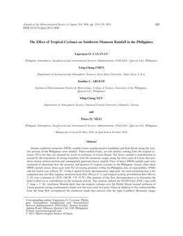 The Effect of Tropical Cyclones on Southwest Monsoon Rainfall in The