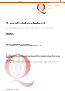 The Letters of Charles Dickens: Supplement XI