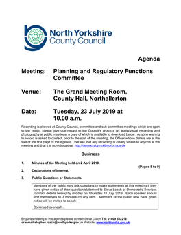 Agenda Meeting: Planning and Regulatory Functions Committee Venue