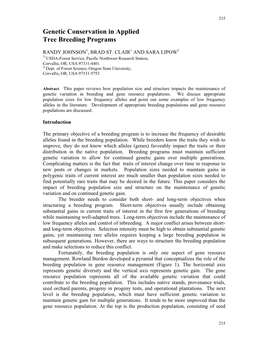 Genetic Conservation in Applied Tree Breeding Programs