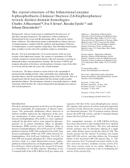 The Crystal Structure of the Bifunctional Enzyme 6-Phosphofructo-2-Kinase