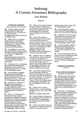 The Indexer Vol 20 No 1 April 1996