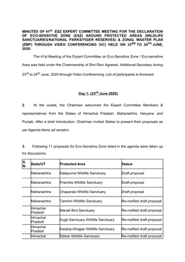 MINUTES of 41St ESZ EXPERT COMMITTEE MEETING for THE