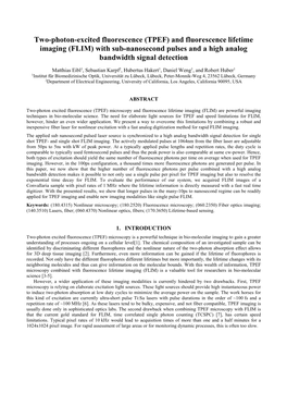 Two-Photon-Excited Fluorescence (TPEF) and Fluorescence Lifetime Imaging (FLIM) with Sub-Nanosecond Pulses and a High Analog Bandwidth Signal Detection