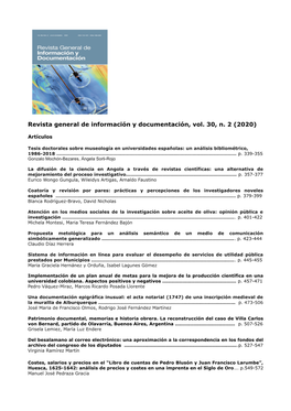 Revista General De Información Y Documentación, Vol. 30, N. 2 (2020)