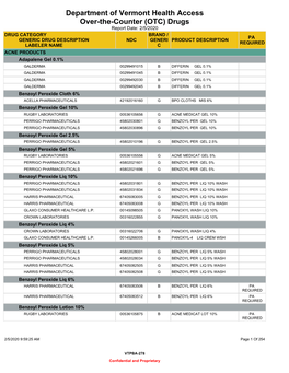 Department of Vermont Health Access Over-The-Counter (OTC) Drugs