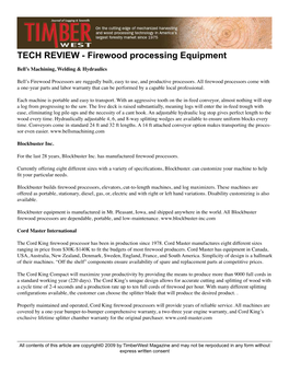 Firewood Processing Equipment