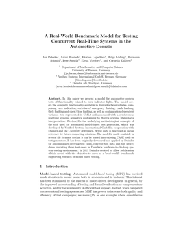 A Real-World Benchmark Model for Testing Concurrent Real-Time Systems in the Automotive Domain