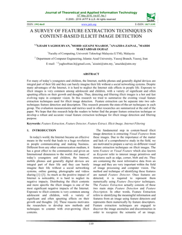 A Survey of Feature Extraction Techniques in Content-Based Illicit Image Detection