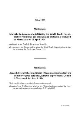 Marrakesh Agreement Establishing the World Trade Organization