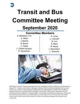 Transit and Bus Committee Meeting September 2020 Committee Members H