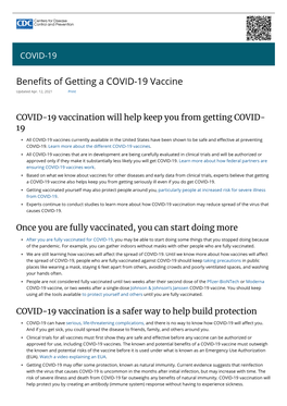 Bene Ts of Getting a COVID-19 Vaccine