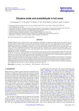 Ethylene Oxide and Acetaldehyde in Hot Cores