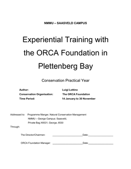 The ORCA Foundation in Plettenberg Bay