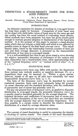 PERFECTING a STAND-DENSITY INDEX for EVEN- AGED FORESTS' by L