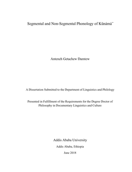 Segmental and Non-Segmental Phonology of Kūnámá ̄