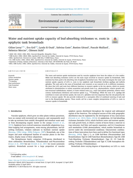 Water and Nutrient Uptake Capacity of Leaf-Absorbing Trichomes Vs