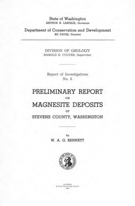 Preliminary Report Magnesite Deposits