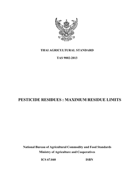 Pesticide Residues : Maximum Residue Limits