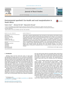 Environmental Apartheid: Eco-Health and Rural Marginalization in South Africa