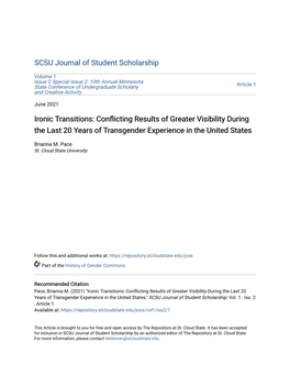 Ironic Transitions: Conflicting Results of Greater Visibility During the Last 20 Years of Transgender Experience in the United States