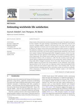 Estimating Worldwide Life Satisfaction