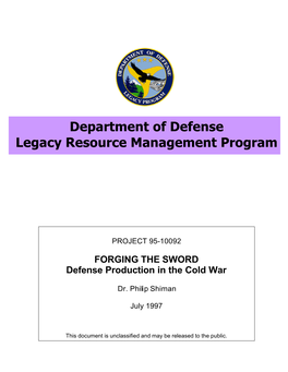 Department of Defense Legacy Resource Management Program