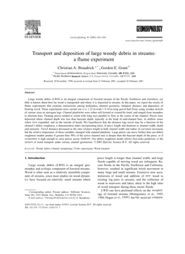 Transport and Deposition of Large Woody Debris in Streams: a Flume Experiment