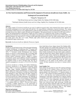 347 in Vitro Seed Germination and Protocorm Development Of