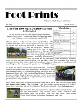 Foot Prints Page 1 Foot Prints Publication of Indy Runners and Walkers