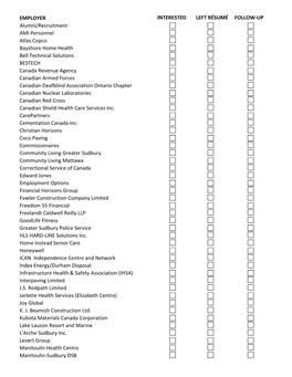 EMPLOYER INTERESTED LEFT RÉSUMÉ FOLLOW-UP Alumni