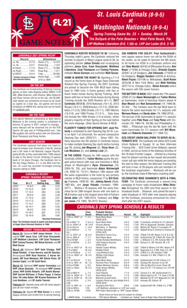 GAME NOTES LHP Matthew Liberatore (0-0, 1.50) Vs