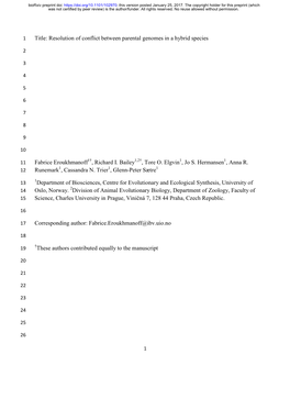 Resolution of Conflict Between Parental Genomes in a Hybrid Species