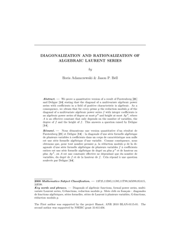 Diagonalization and Rationalization of Algebraic Laurent Series